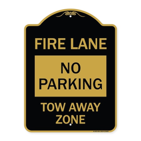 Signmission Designer Series Sign No Parking Tow-Away Zone, Black & Gold Aluminum Sign, 18" x 24", BG-1824-23605 A-DES-BG-1824-23605